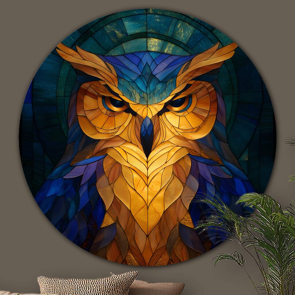 Bekijk Stained Glass Owl (Rond)