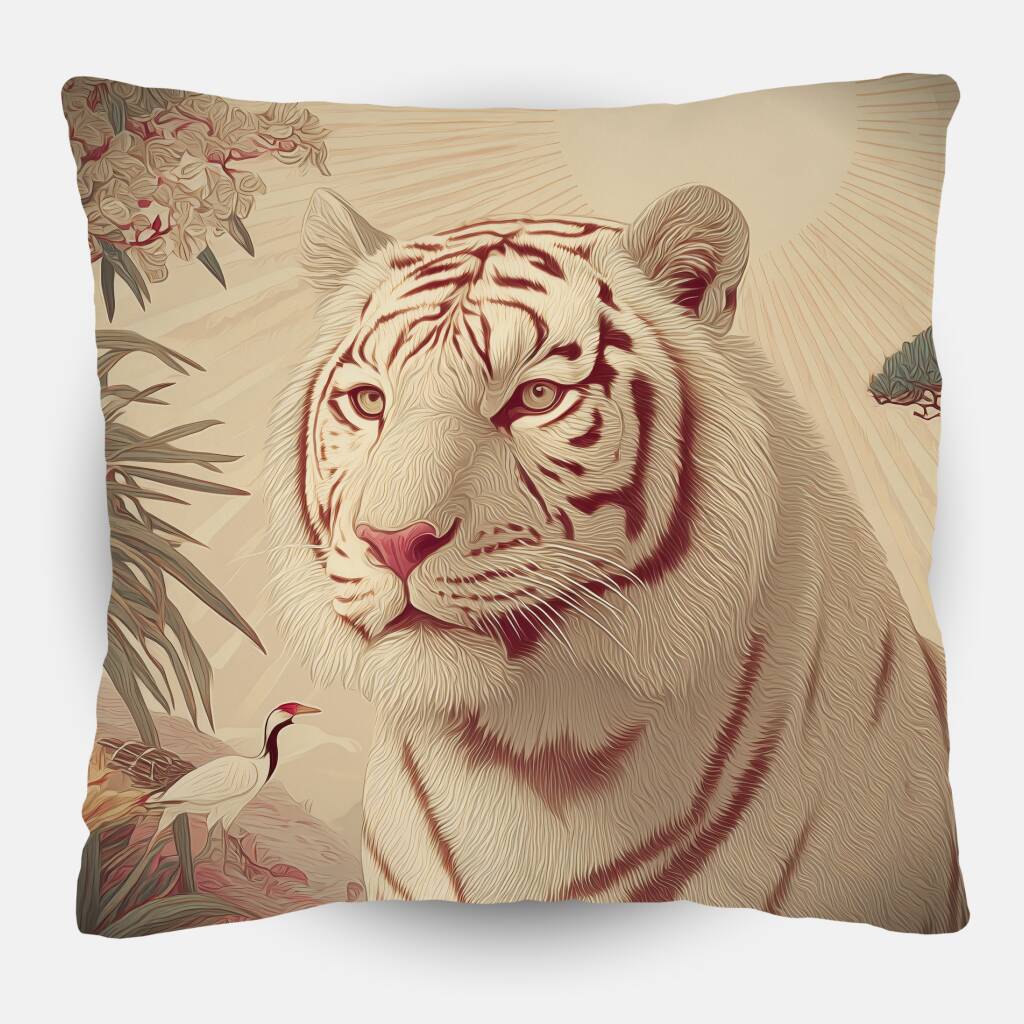 Bekijk Floral White Tiger (Sierkussen)