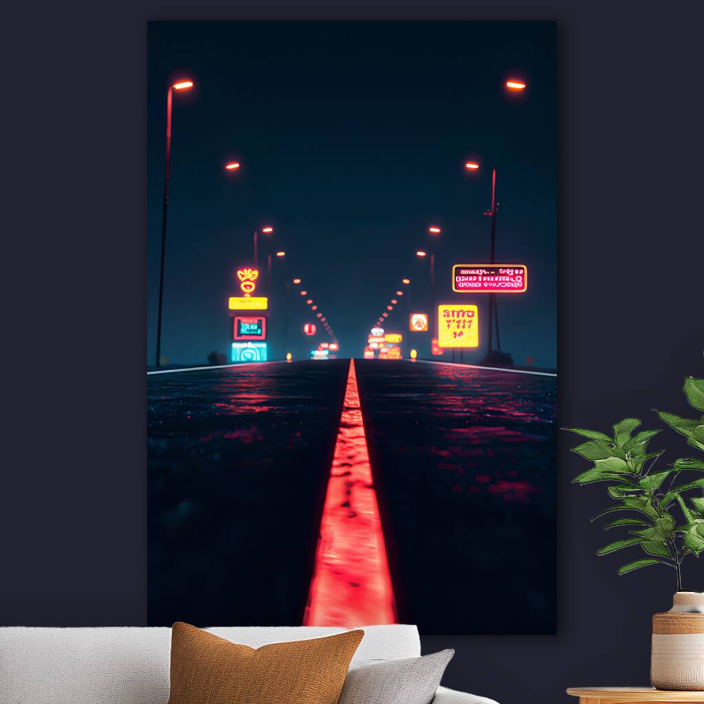 Pink lit Road sfeer foto