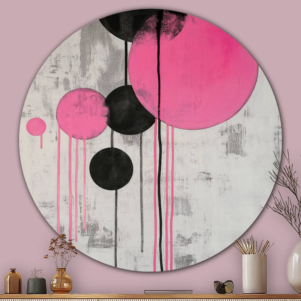 Bekijk Black and Pink Spots (Rond)