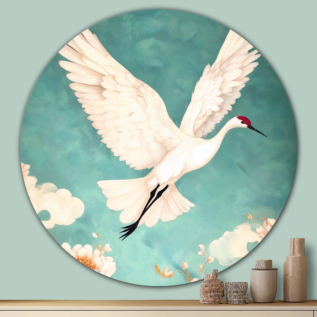 Bekijk White Flying Crane (Rond)
